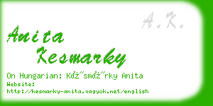 anita kesmarky business card